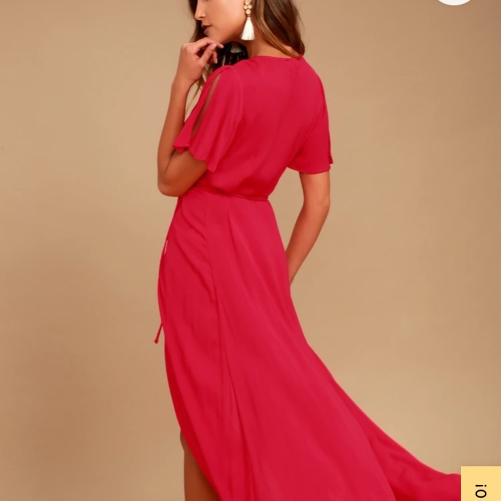 Lulu’s sexy red wrap maxi dress - Picture 3 of 5